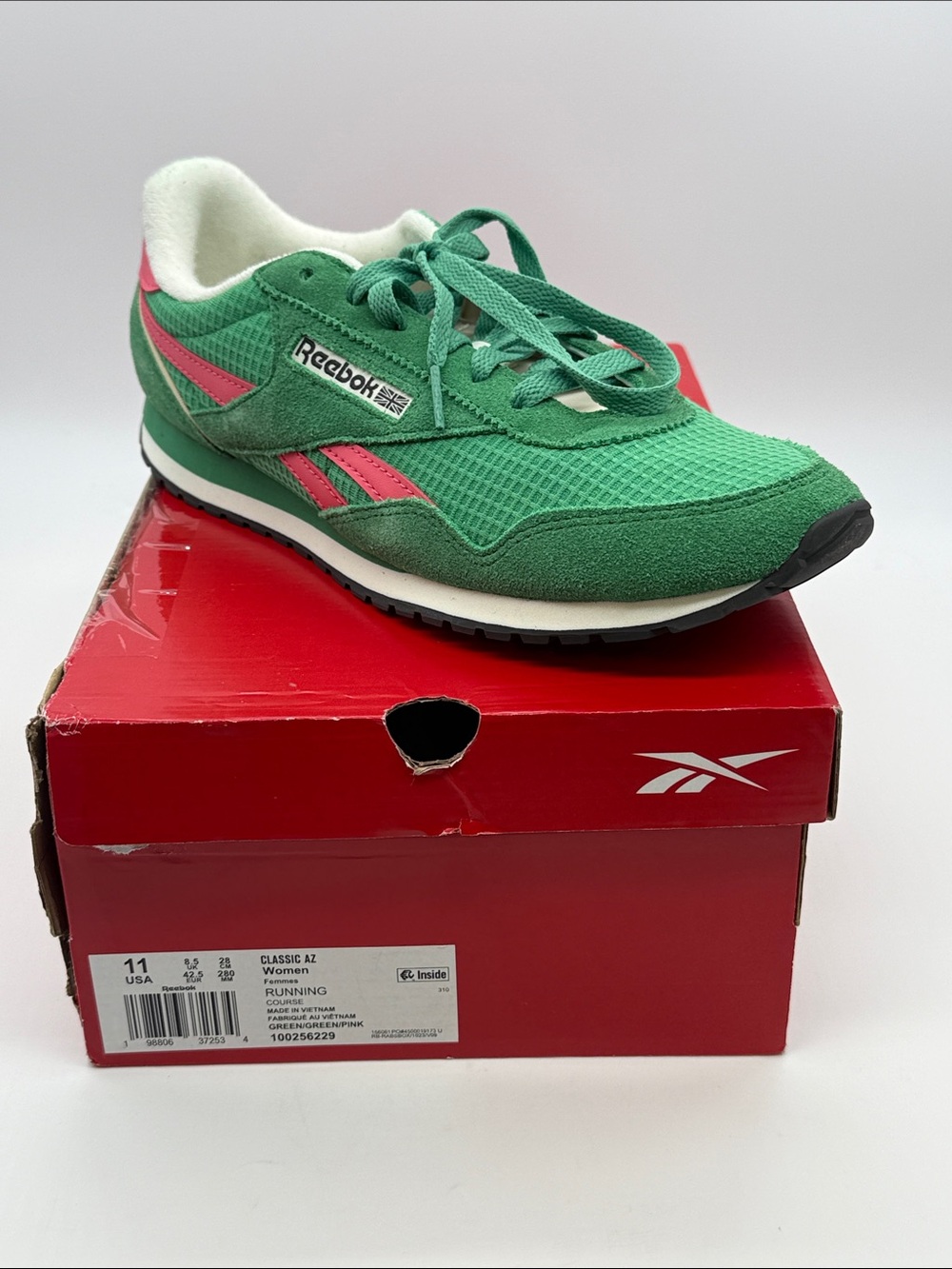 Reebok Women’s Green and Pink Classic Runner